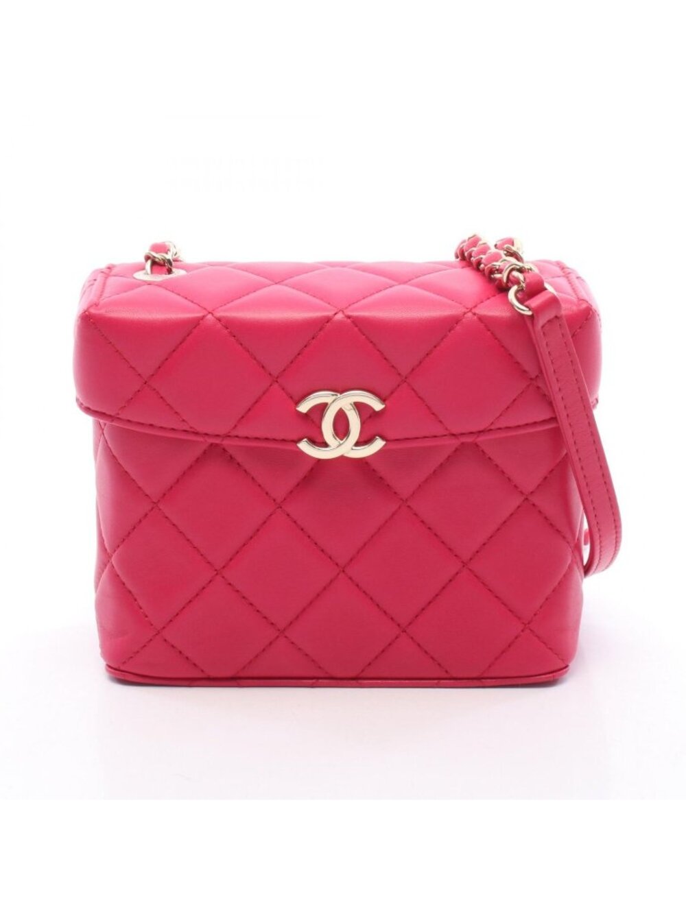 Chanel Shoulder Bag Quilted Small Box Magenta Lambskin Chain
